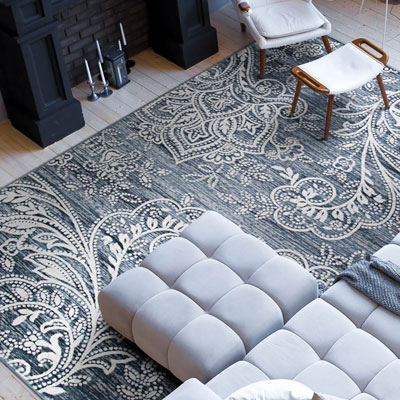 blue pattern area rug
