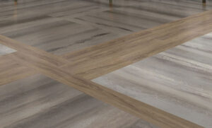 two tone grey and brown resilient flooring