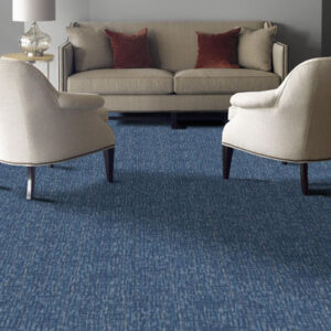 blue carpet tile in living room