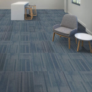 blue carpet tile with chair
