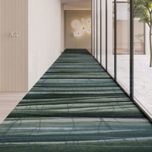 hallway with green pattern commercial carpet