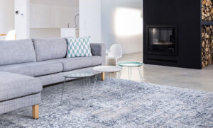 large area rug with blue tones