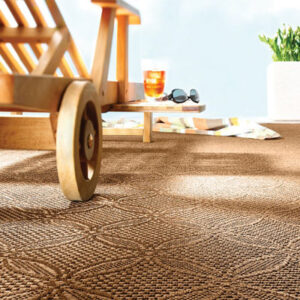 outdoor rug with teak chair